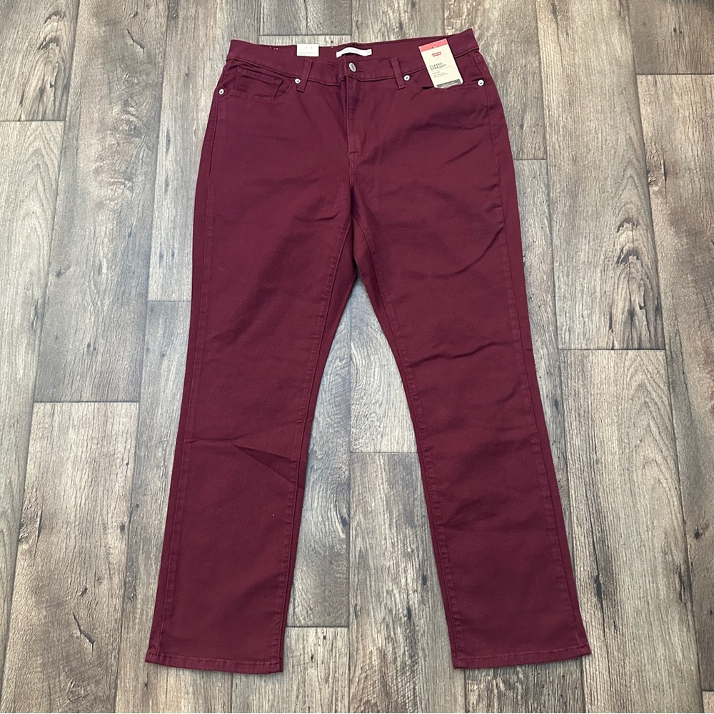 Levis Classic Straight Cotton Viscose Mid Rise Size 14M Red